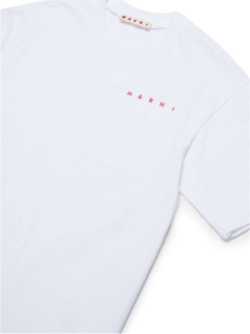 T-shirt unisex bambino Marni Kids bianca con taschino e logo MARNI KID | M01415M00RF0M100